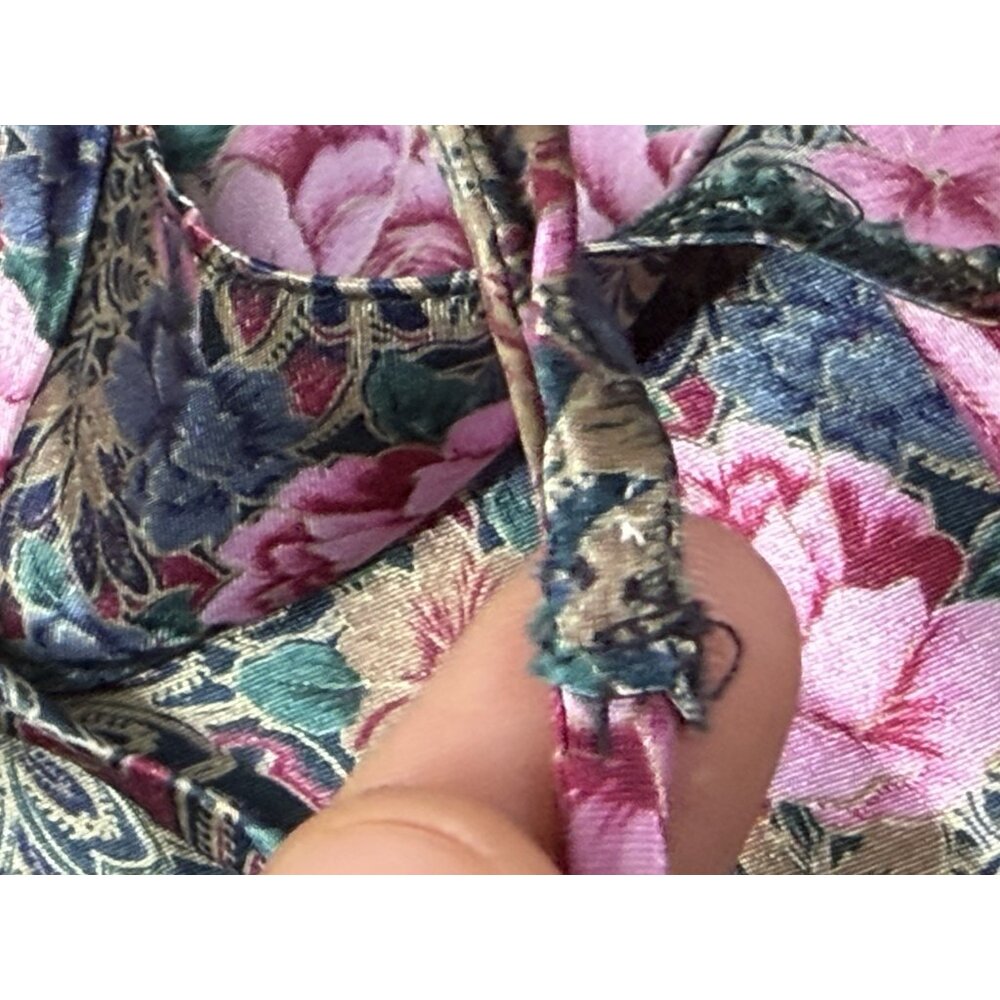Victoria's Secret VTG Medium Gold Label Satin Floral Rose Nightie Slip Dress EUC - Picture 4 of 10